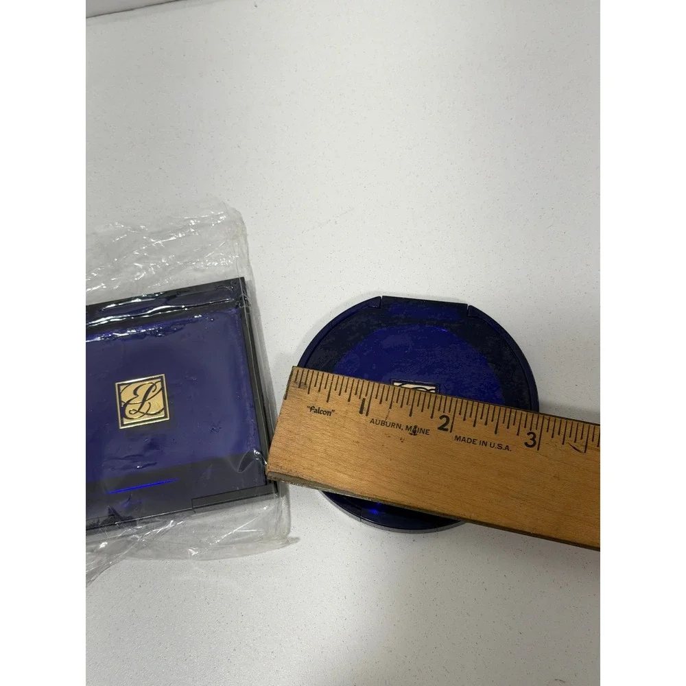 Estee Lauder Cobalt Blue Gold Logo Compact Mirror Set Square Round Vintage Style